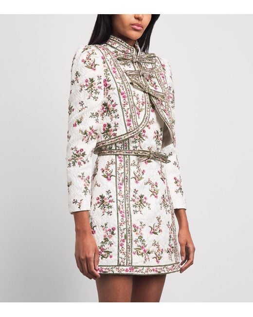 Alice + Olivia White Embellished Ilaria Brocade Jacket