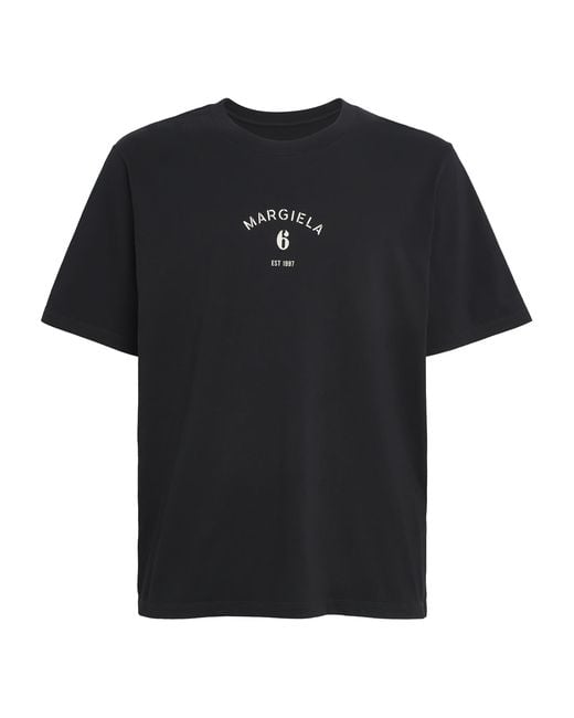 MM6 by Maison Margiela Black Cotton Logo T-Shirt for men