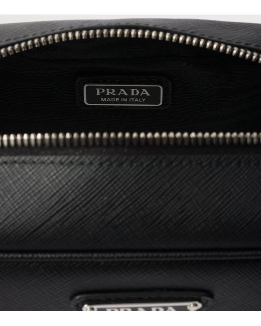 Prada Black Saffiano Leather Triangle Pouch for men