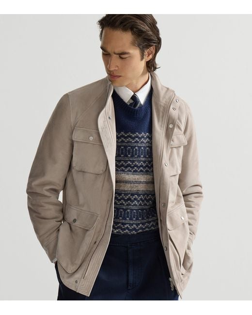 Brunello Cucinelli Natural Suede Safari Jacket for men