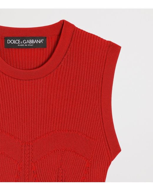Dolce & Gabbana Red Corset-Stitch Top