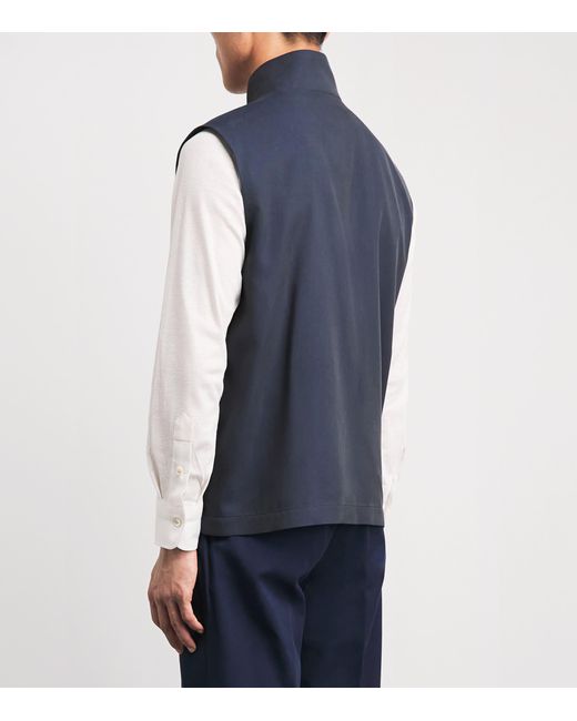 Eleventy Blue Silk Technical Gilet for men