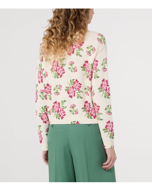Weekend by Maxmara White Cotton Floral Sweater