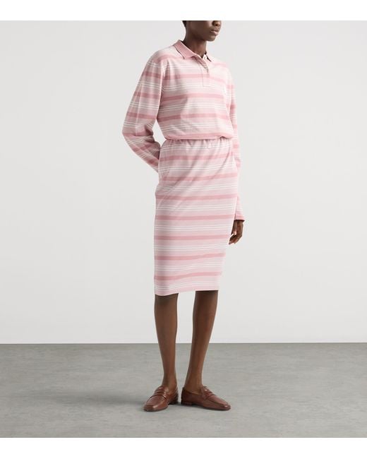 Prada Pink Mohair-Wool Stripe Midi Skirt