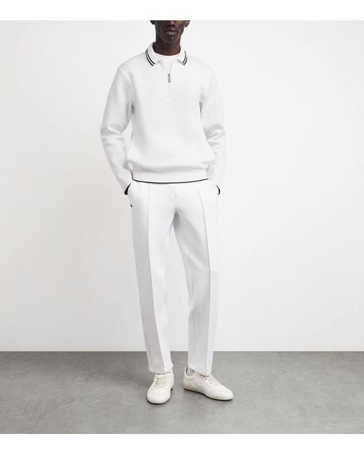 Lacoste White Tennis Heritage Polo Collar Quarter-Zip Sweatshirt for men