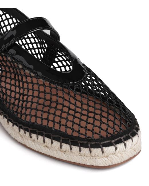 Alaïa Black Mesh-Leather Espadrille Ballet Flats