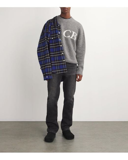 Cole Buxton Gray Wool-Blend Logo Sweater for men