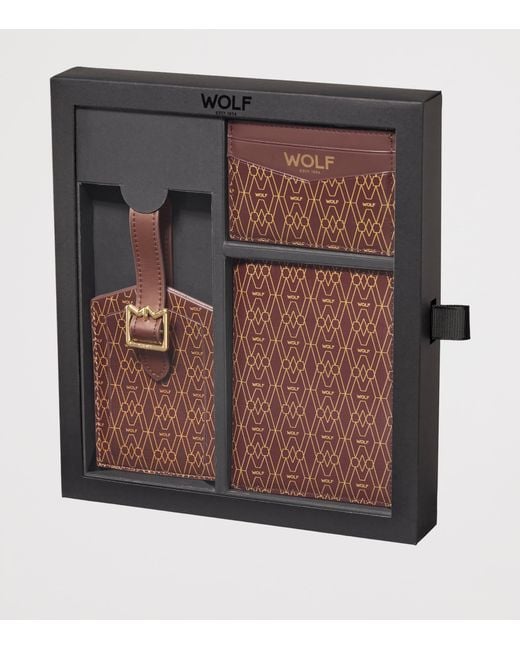 Wolf Black Signature Passport Holder, Card Holder And Luggage Tag Gift Set for men