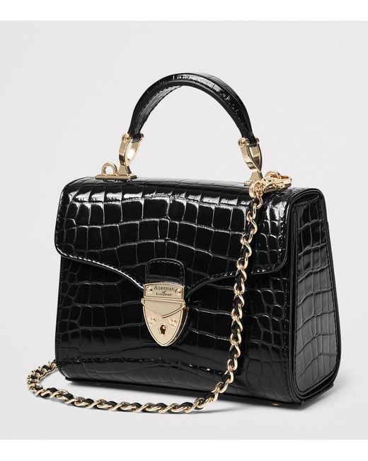 Aspinal Black Mini Leather Mayfair Top-Handle Bag
