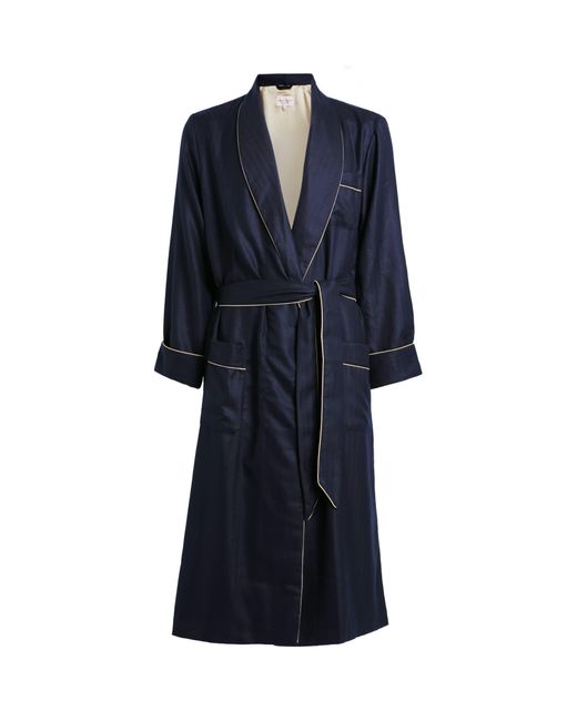 Derek Rose Blue Cashmere Silk-Lined Duke Robe for men