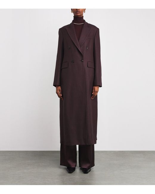 Eleventy Purple Wool-Blend Double-Breasted Duster Coat
