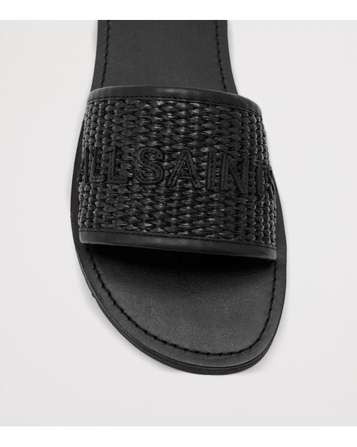 AllSaints Black Raffia Hoxton Sliders