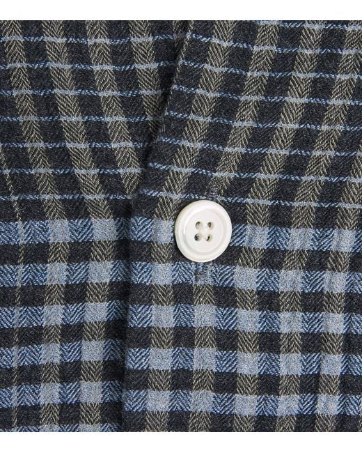 sunflower Blue Cotton-Cashmere-Blend Check Shirt for men