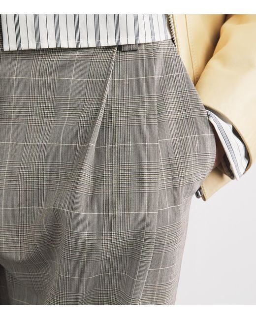 Maje Gray Wool-Blend Check Tailored Trousers