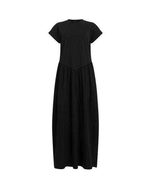 AllSaints Black Frankie Short-sleeved Organic-cotton Maxi Dress