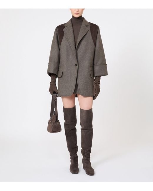 Max Mara Brown Virgin Wool Panel Jacket