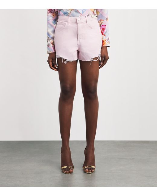 L'Agence Pink High-Rise Beck Denim Shorts