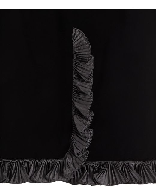 Valentino Black Velvet Ruffled Pencil Skirt