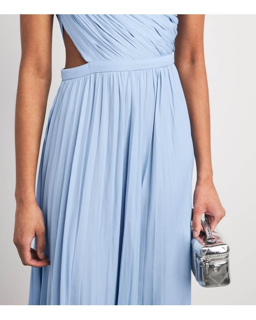 Maje Blue One-Shoulder Maxi Dress