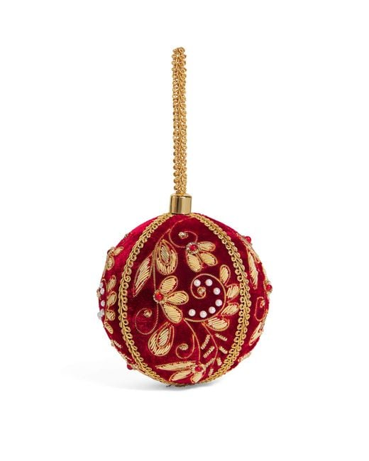 Harrods Velvet Floral-Embroidered Bauble