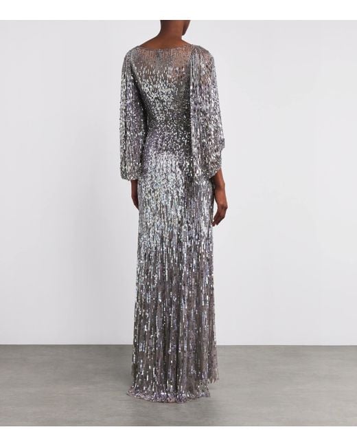 Jenny Packham Gray Embellished Ines Gown