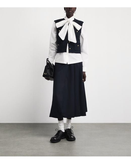 Maje White Cotton Pussybow Shirt