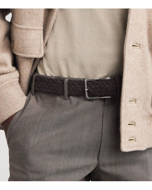 Canali Black Suede Woven Belt for men