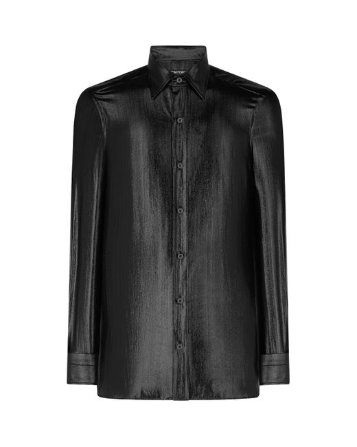 Tom Ford Black Silk-Blend Lurex Slim Shirt for men
