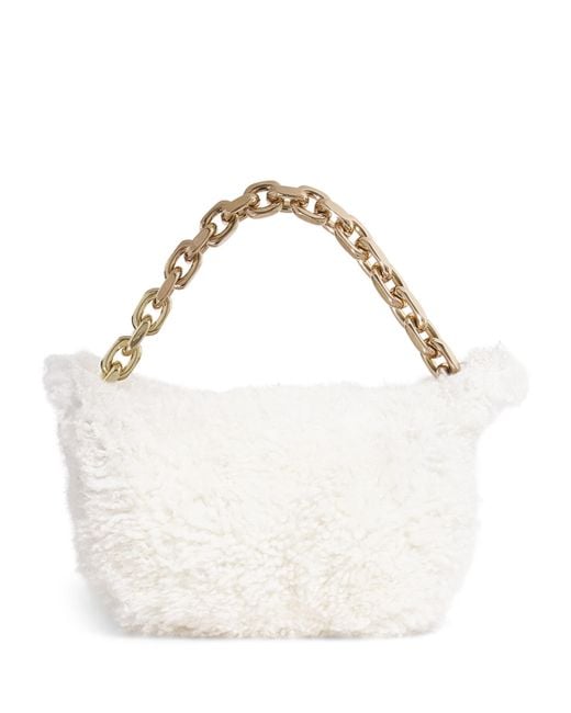 Fabiana Filippi White Small Shearling Shoulder Bag