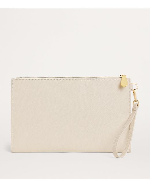 Harrods Natural Medium Pebbled Leather Pouch