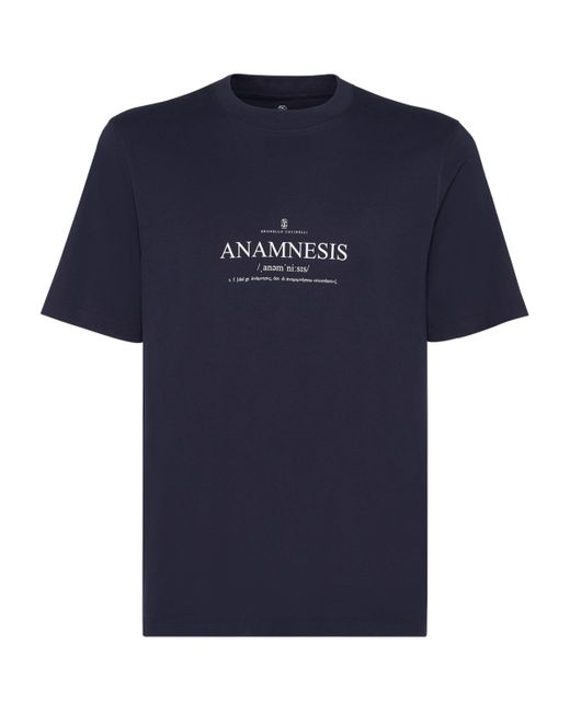 Brunello Cucinelli Blue Anamnesis Print T-Shirt for men