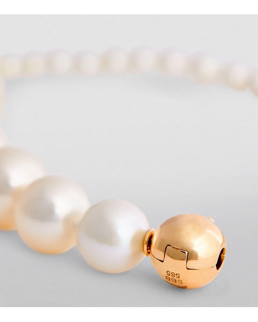 Sophie Bille Brahe White Yellow Gold And Pearl Peggy Bracelet