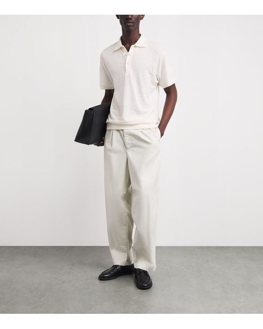 Oliver Spencer White Organic Cotton Jacquard Polo Shirt for men