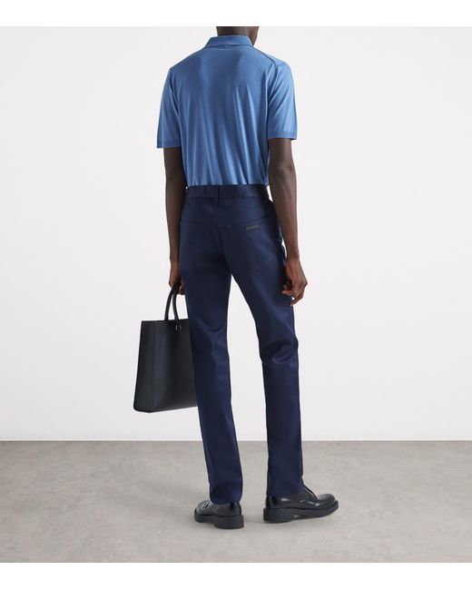 Prada Blue Stretch-Drill Tapered Jeans for men