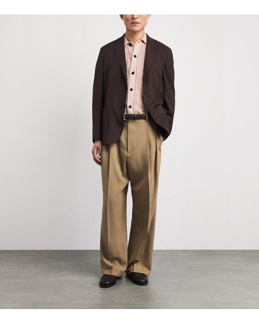 Corneliani Brown Virgin Wool-Silk Unlined Whisper Blazer for men
