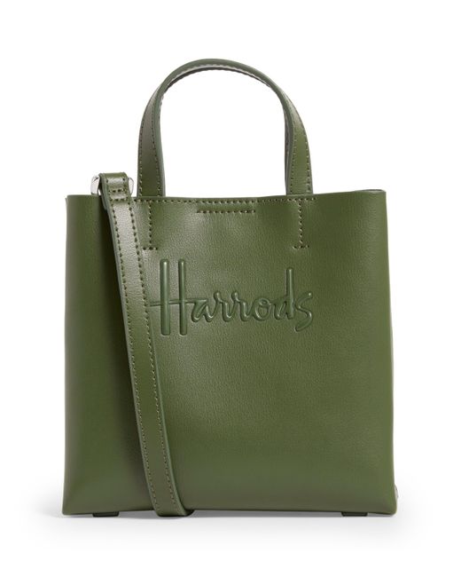 Harrods Green Mini Leather Kensington Tote Bag