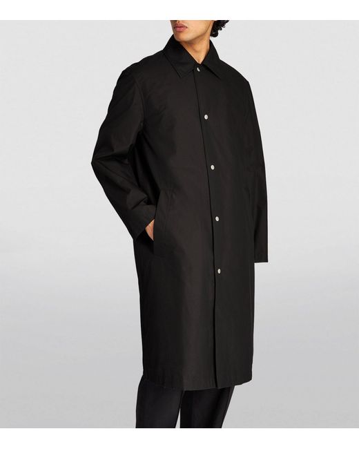 Jil Sander Black Cotton Logo Print Overcoat for men