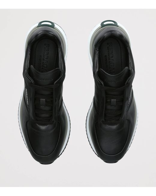 Ferragamo Black Leather America 1 Sneakers for men