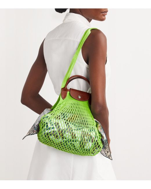 Longchamp Green Large Le Pliage Filet Mesh Bag