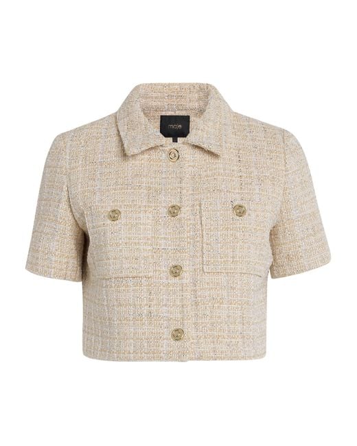 Maje Natural Tweed Cropped Jacket