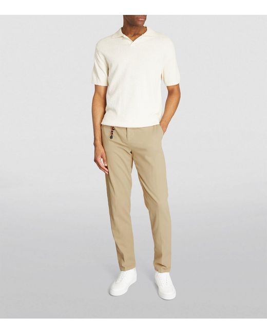 Marco Pescarolo Natural Cotton-silk Slim Trousers for men