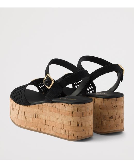 Prada Black Crochet Sandals