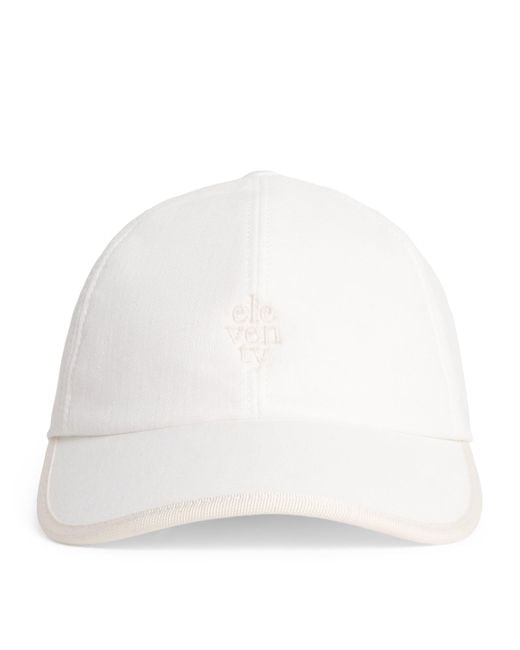 Eleventy White Linen Baseball Cap