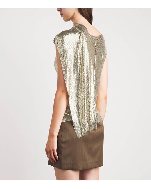 Rabanne Metallic Chainmail Draped Blouse