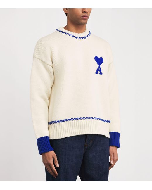 AMI White Wool-Blend Ami De Coeur Sweater for men