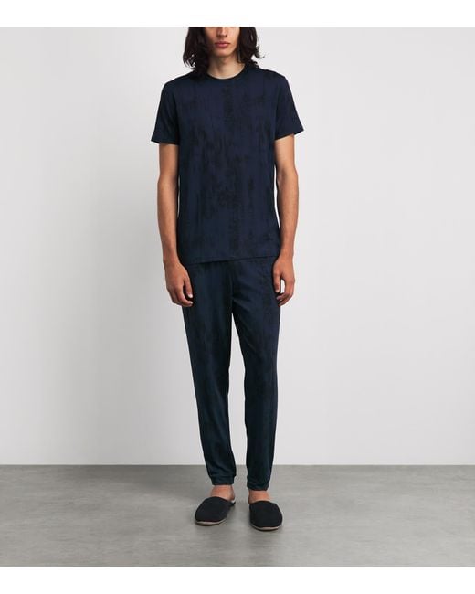 Derek Rose Blue Printed London T-Shirt for men
