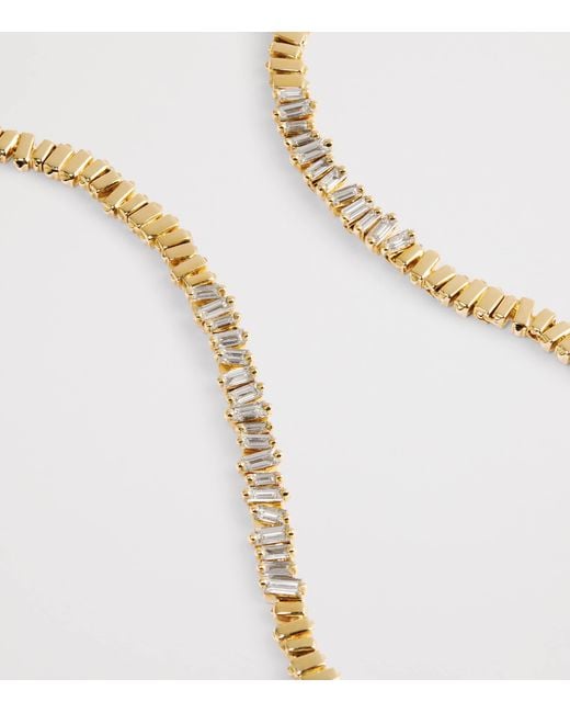 Suzanne Kalan Metallic And Diamond Golden Tennis Necklace