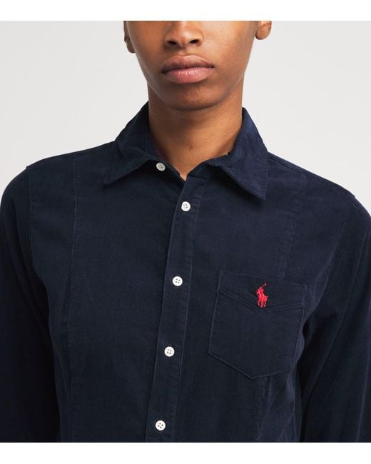 Polo Ralph Lauren Blue Cotton Corduroy Mini Shirt Dress