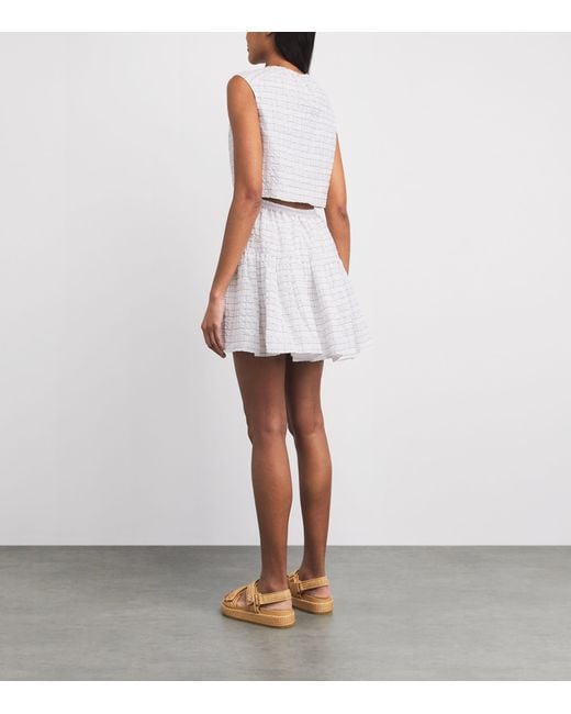 Maje White Crinkle Open-Back Mini Dress
