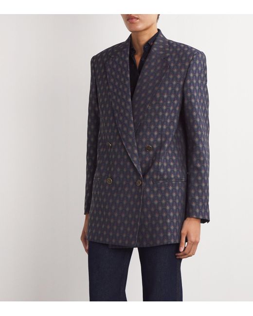 Etro Gray Wool-Blend Double-Breasted Jacket